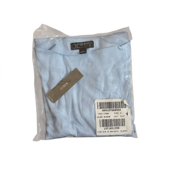 NWT J CREW Fine rib boatneck top in sky blue - Picture 5 of 7